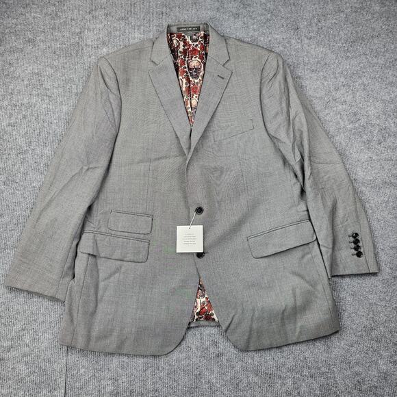 Indochino Blazer Mens 46 Gray Newbury Skull Lining Wool Jacket Timeless Classic - Picture 1 of 16